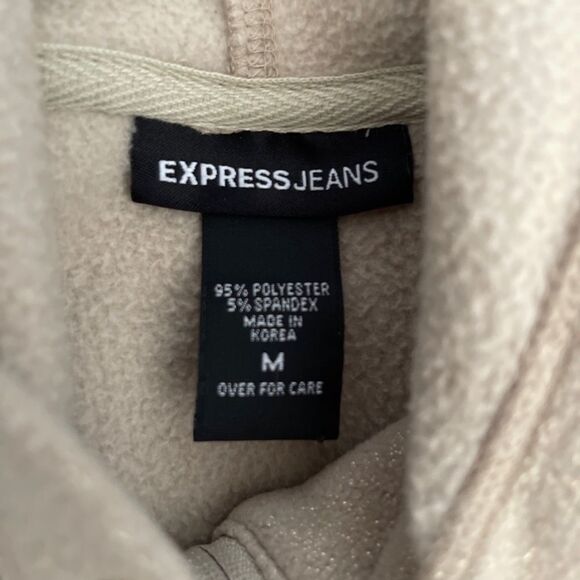 Express womens full zip beige/gold hoodie size medium - Picture 5 of 6